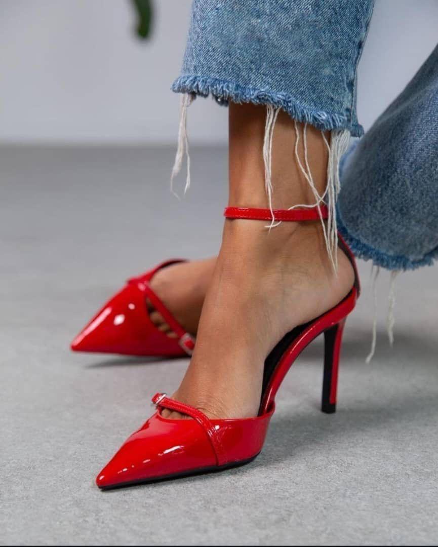 Red Patent Leather Pointed-Toe Stiletto Heels