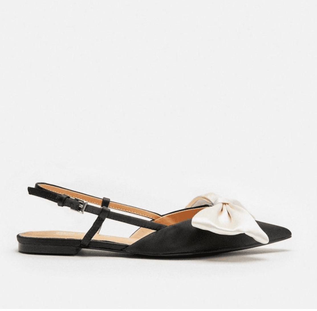 Karen Millen Ivory Bow Detail Slingbacks in Black